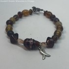 925 Sterling Brown Beaded Breast Cancer Bracelet 22.2g — photo 1