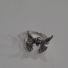 Silver Tone Stainless Steel Butterfly Cocktail Ring Size 7 Black Round Onyx — photo 4