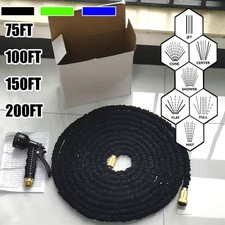 Heavy Duty Garden Hose Pipe Extra Long Expandable Water Spray Gun 50FT - 200FT
