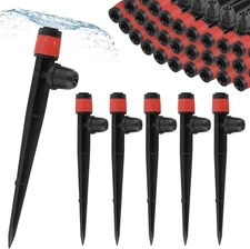 50 Pcs 1/4" Drip Irrigation Emitters - Adjustable Anti-Clog Drip Emitters for 1/