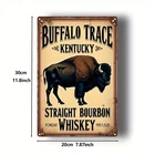 Tin Metal Signs Home Décor Vintage Western Buffalo & Kentucky Bourbon Whiskey Wa