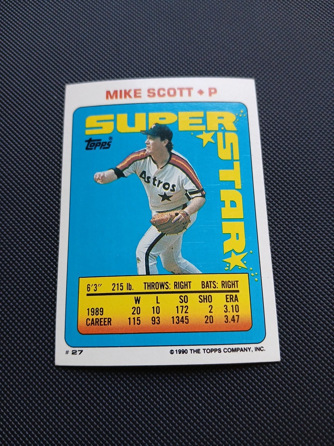 1990 Super Star Sticker Back Cards # 27 Mike Scott 