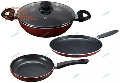 Indian Best Prestige Omega Deluxe Induction Base Non-Stick Kitchen Set, 3-Pieces
