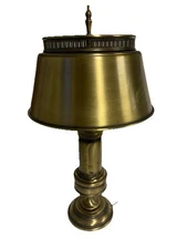 1960s MCM Modern Tole Ware Metal Gold Lamps Desk Table Burnished Brass Lamp