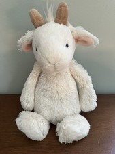 Jellycat Bashful Billy Goat Blanco Crema Beige Cuernos Peluche 12” Retirado Lindo Difícil de Encontrar