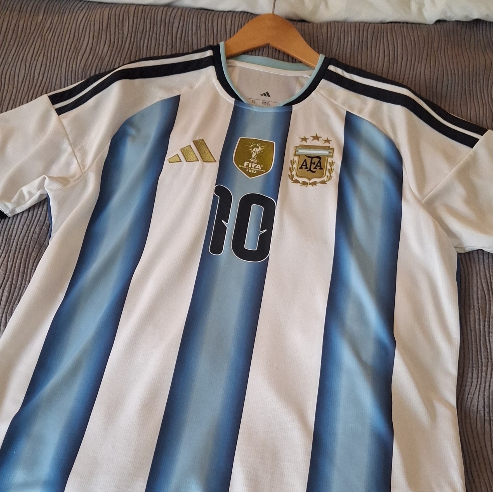 adidas Argentina Lionel Messi #10 Soccer Jersey Unisex Adult Size XL White/Blue