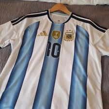 adidas Argentina Lionel Messi #10 Soccer Jersey Unisex Adult Size XL White/Blue