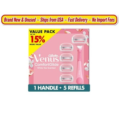 Gillette Venus Comfortglide White Tea Women's Razor with 5 Refills NEW
