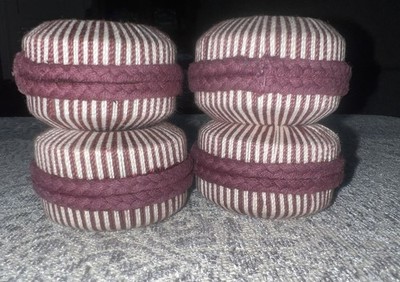 Vintage ROSE B. SMITH Red NAPKIN RINGS Set Of 4 India Maroon Striped