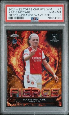 Katie McCabe 2021-22 Topps UCL Womens Soccer Fierce Orange Wave Refractor /25 RC