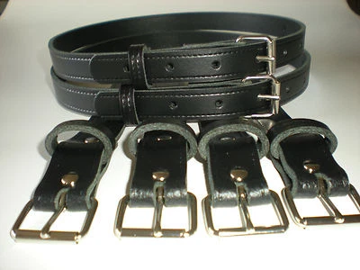 Coach Built Vintage Kinderwagen Echtleder Hängebänder in schwarz