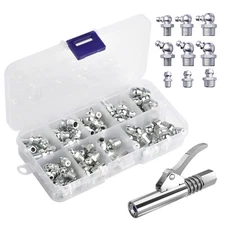 61PCS Heavy Duty Grease Gun Coupler Kit w/ M6 M8 M10 Zerk Fittings for Machinery
