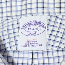 Brooks Brothers Blue plaid Men's Long Sleeve Button Down Dress slim fit 17 - 4/5