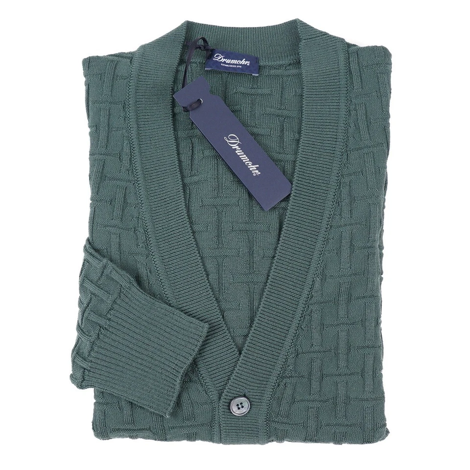 Cárdigan Suéter Drumohr Slim-Fit Cesta Tejido Lana Merino M Nuevo con Etiquetas Foto 2 de 4