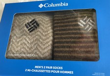 Men  s Columbia Crew Socks 2 Pairs/Pack Soft Lining Shoe Size 6-12 Tan/Brown New