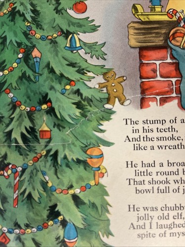 The Night Before Christmas Hankies Book Illustrated Rare 1941 - Picture 6 of 9
