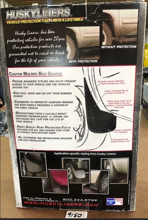 Husky Black Custom Car Mud Guards 57591 for Ford F-150 (2004-2014) - Image 2 of 3