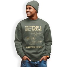 Fokker DR-1 WW1 Fighter Plane Blueprint Sweatshirt Tri-Plane