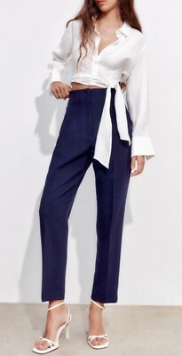 ZARA High Waisted Classic Dress Pants Suit Blazer Cigarette Trousers  Paperbag