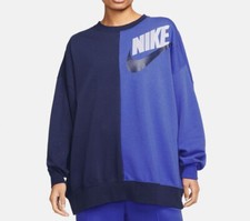 Nike Women's Blue Over-Oversized Fleece Dance Sweatshirt DV0328-410 XS/S/M/L/X
