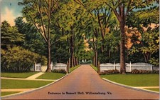 Entrance Bassett Hall Williamsburg VA Virginia Linen Postcard UNP VTG Tichnor