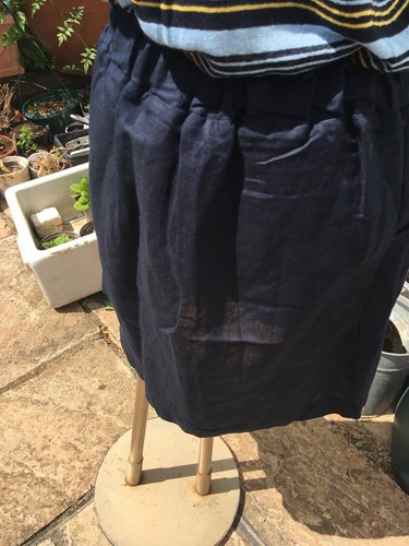 Dress Navy Mix striped top Elasticated Waistband Skirt One Piece Sz 8/10 - Picture 10 of 12