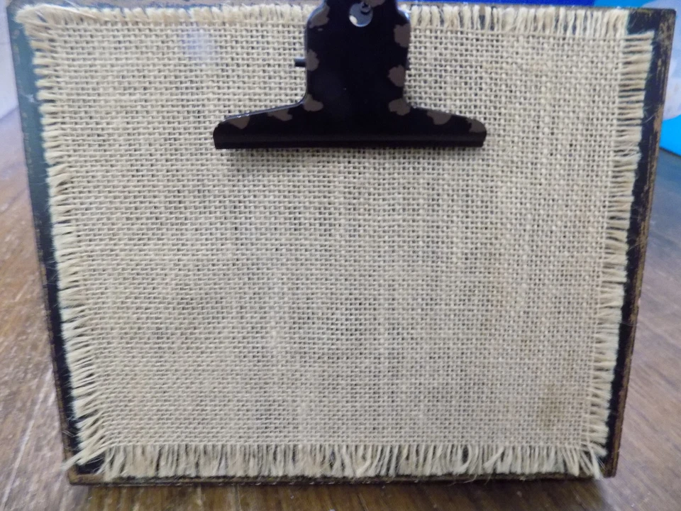 Rustic Easel Clip Board Rustic Wood Burlap Note Photo Board Decorative 8"x10" - Image 2 of 4