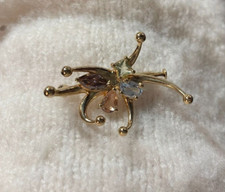 SPILLA placcata in oro - pietre semipreziose - NUOVA - stock gioielli