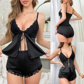 Women's Sexy-Lingerie Pajamas Shorts Camisole Lace Nightwear Sleepwear Underwear