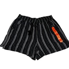 New Briggs Black Striped Linen Blend Shorts XXL Pockets Vacation Summer Comfy