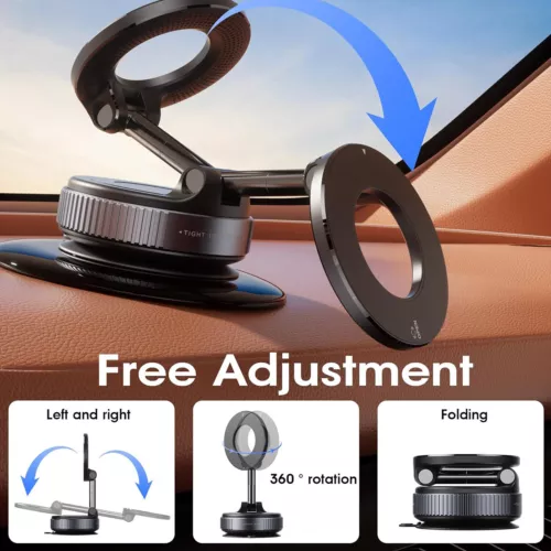 Supporto supporto telefono auto ventosa magnetica regolabile 360° per MagSafe - Foto 5 di 16