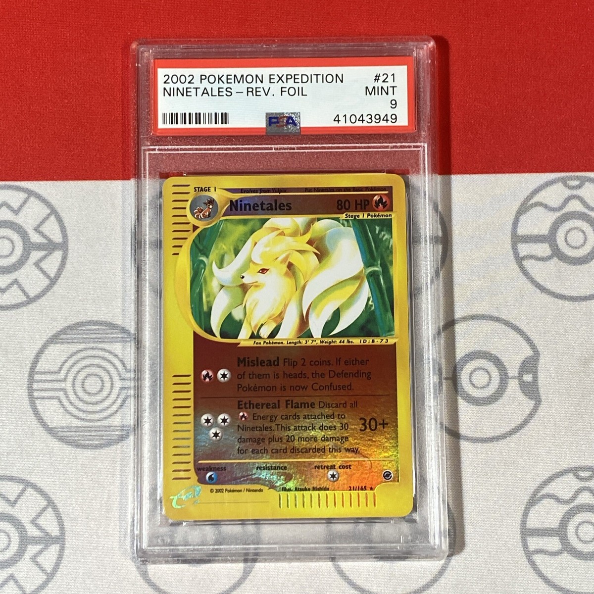 PSA 9 Ninetales 21/165 Reverse Holo 2002 Pokemon Expedition
