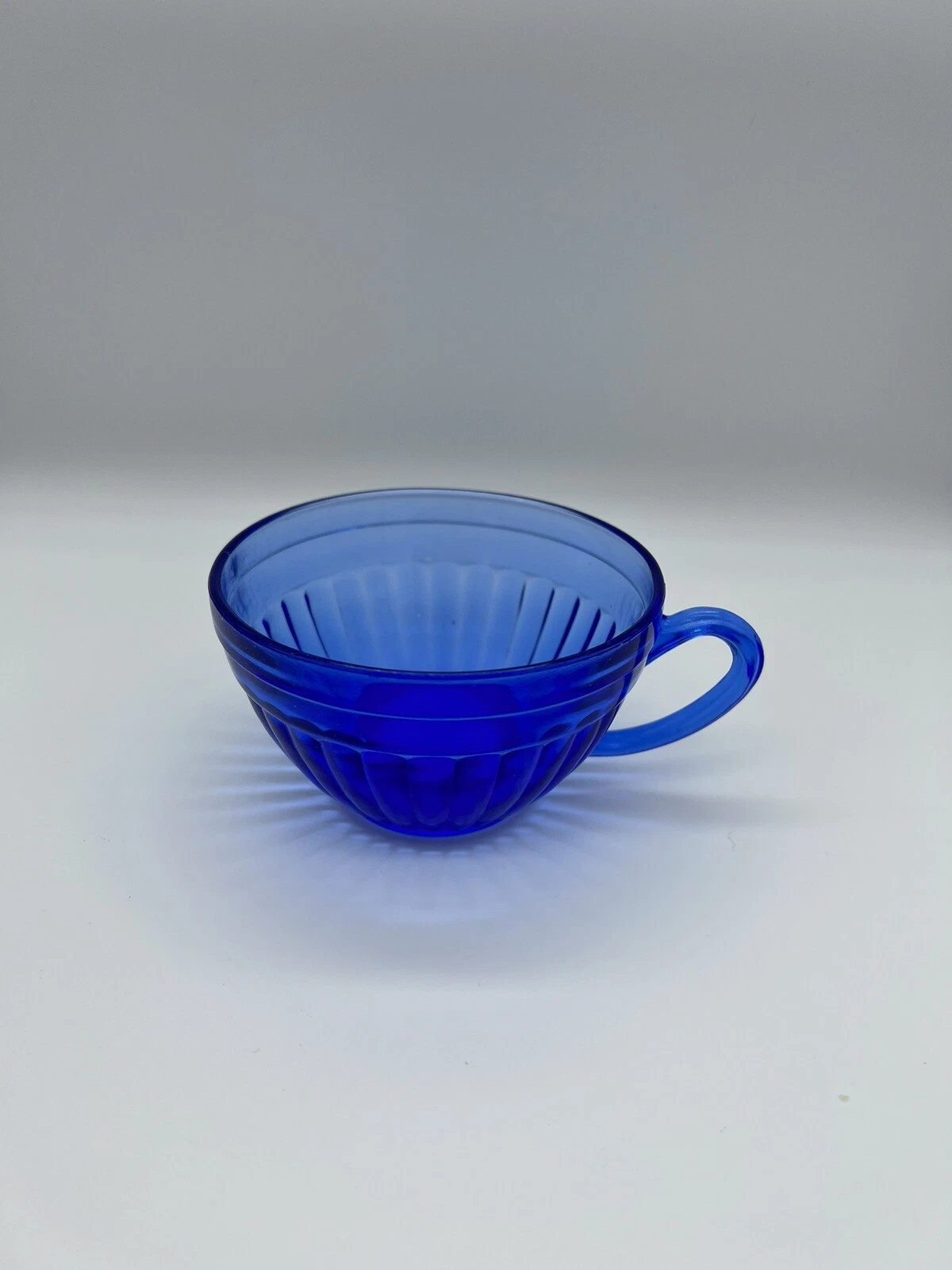 HAZEL ATLAS Aurora Cobalt Blue Cup Only Ribs Depression Glass