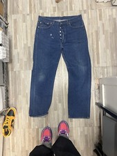 Vintage 1980’s Levi’s 501-0115 Blue Jeans Button Fly Red Tab Made In USA 38w 32L