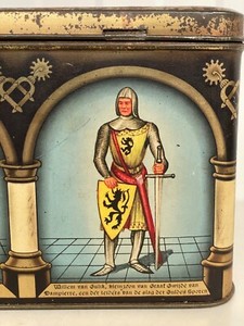 Stunning Battle of the Golden Spurs Tin box / Knight / War/ Religion