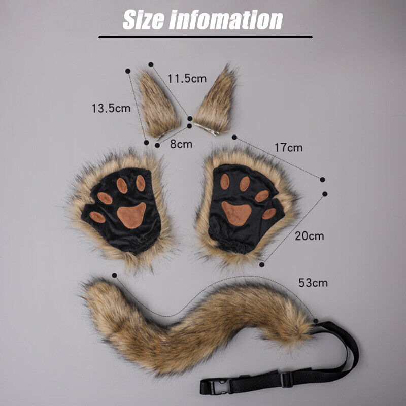 1 Pair Furry Paw Gloves Cat Girls Cosplay Accessory Kawaii Plush Wolf Paws