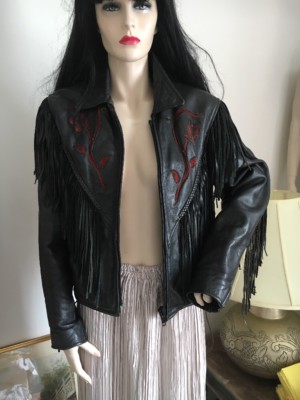 Vintage JTS Rocker/ Punk/ Biker Fringed Leather Jacket With