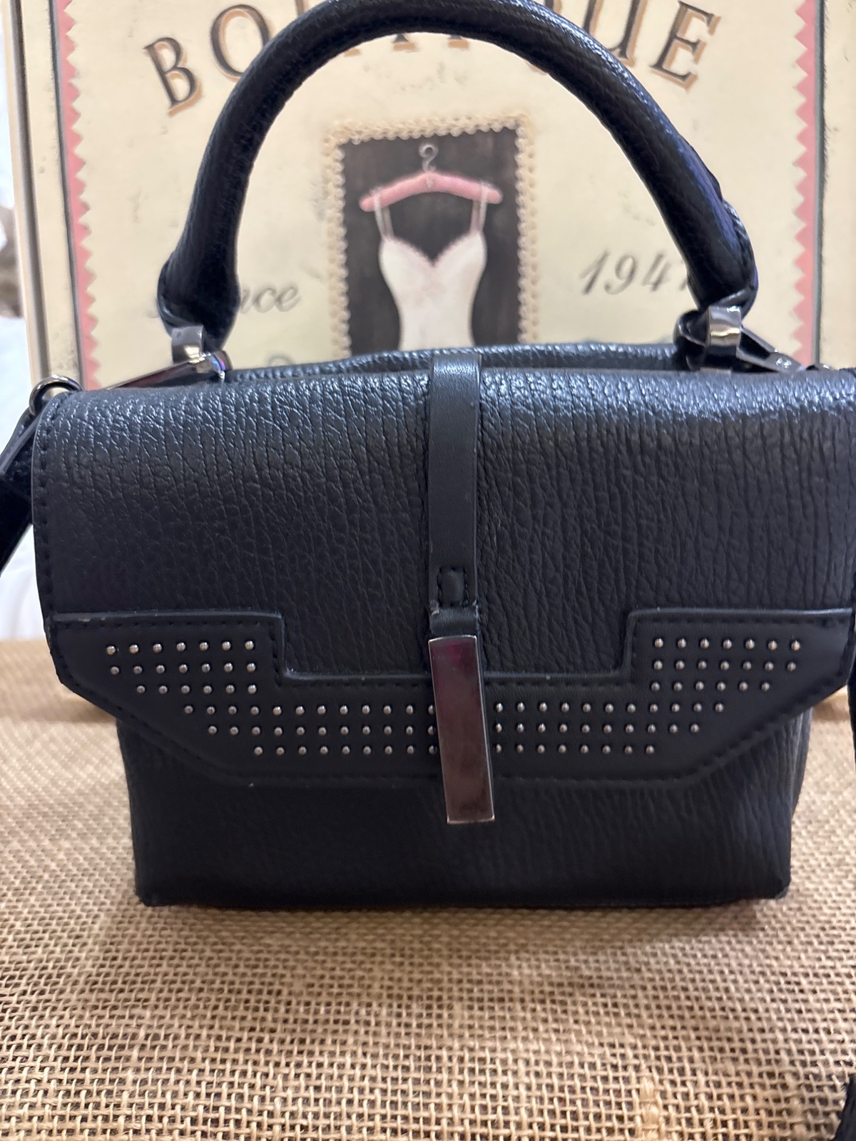 Danielle Nicole Black Faux Leather Small Studded … - image 13