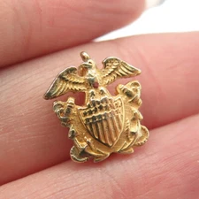 925 Sterling Silver Gold Plated Antique WWII US Navy Eagle & Anchor Pin Brooch