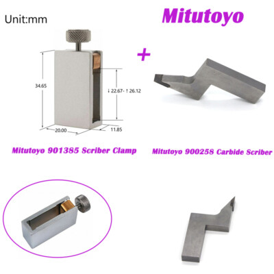 Mitutoyo Fit Height Gages scriber clamp 901385 + Carbide tipped Scriber 900258