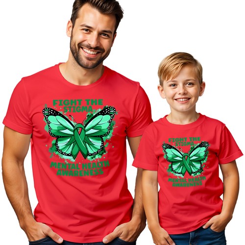 Mens Kids Butterfly Green Ribbon Mental Health Awareness T-Shirt Tee Anxiety#MHA - Picture 25 of 30