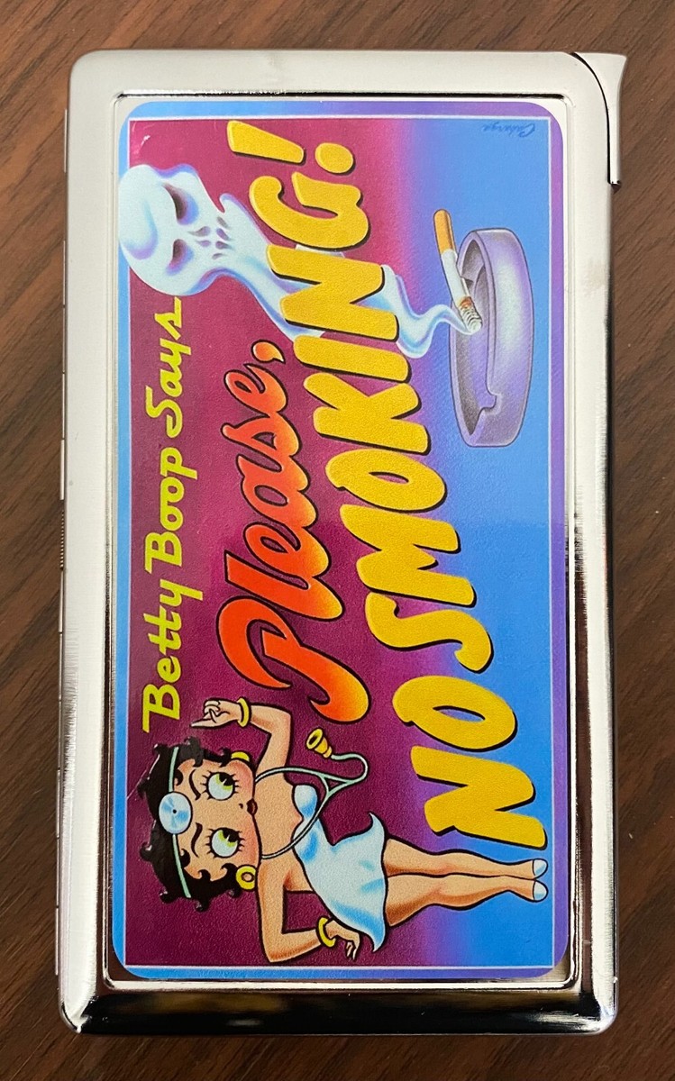 Betty Boop No Smoking 100's Size Cigarette Case with built in lighter  Wallet