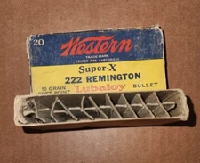 Vintage Western Super-X 222 Remington Lubaloy Empty Ammo Box with Insert .222