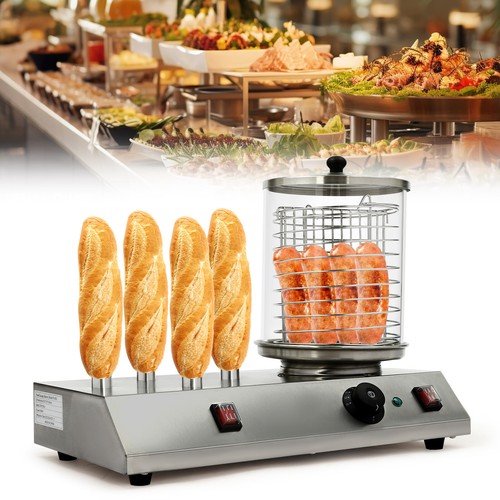 Hot Dog Dampfgarer Wurstwärmer Maker Maschine Wurstkocher Heizung 4 Spieße Neu - Bild 2 von 10