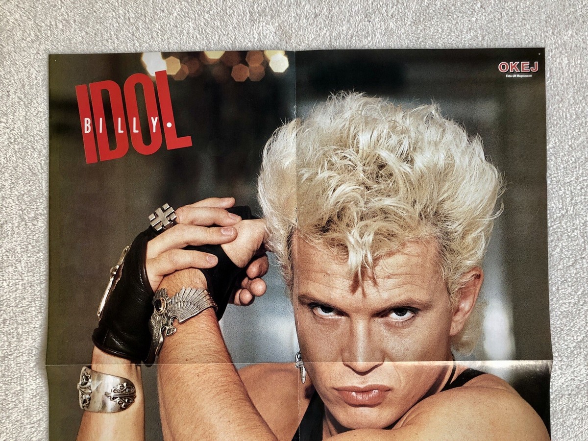 BILLY IDOL 1990 Poster Swedish Music magazine Okej Vintage Rare
