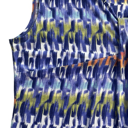 Liz & Co Tank Top Pleat Front V-Neck Blue Multicolor Size Large Career Comfy Fun - Picture 9 of 19