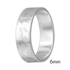 6mm Men Women Sterling Silver Hand Hammered FLAT Wedding Band Ring