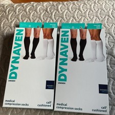 Sigvaris Dynaven UNISEX Compression Knee Highs 15-20 mm CALF CUSHIONED BLACK 2PR