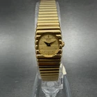 Seiko Watch Women 14mm Gold Dial Gold Tone Rectangle 1E20-5099 New Battery NOS