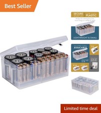 Portable Battery Storage Organizer, Ideal for 12 AAA, 12 AA, 6 C, 4 D Batteries